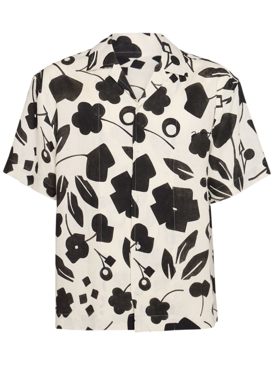Jacquemus: La Chemise Jean linen shirt - Black/White - men_0 | Luisa Via Roma