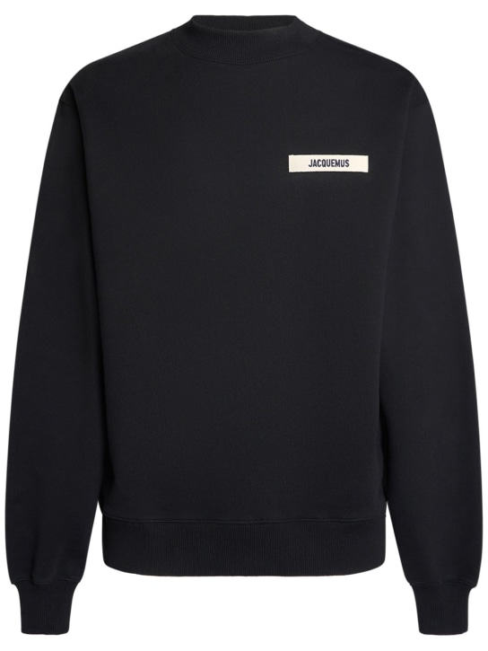 Jacquemus: Le Cotton Gros Grain sweatshirt - Siyah - men_0 | Luisa Via Roma
