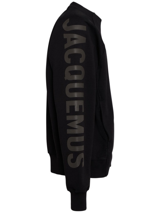 Jacquemus: Le Crewneck Typo sweatshirt - Black - men_1 | Luisa Via Roma