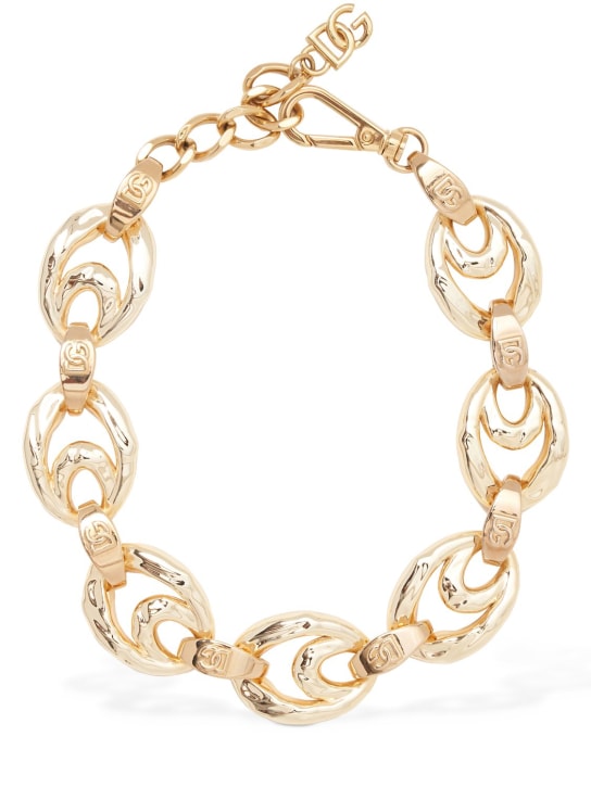 Dolce&Gabbana: DG chunky chain collar necklace - Altın Rengi - women_0 | Luisa Via Roma
