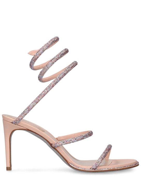 René Caovilla: 105mm hohe, verzierte Sandaletten aus Leder - Pink/Bunt - women_0 | Luisa Via Roma
