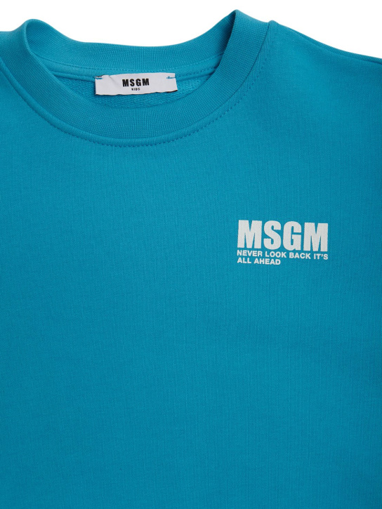 MSGM: コットンスウェットシャツ - ライトブルー - kids-boys_1 | Luisa Via Roma