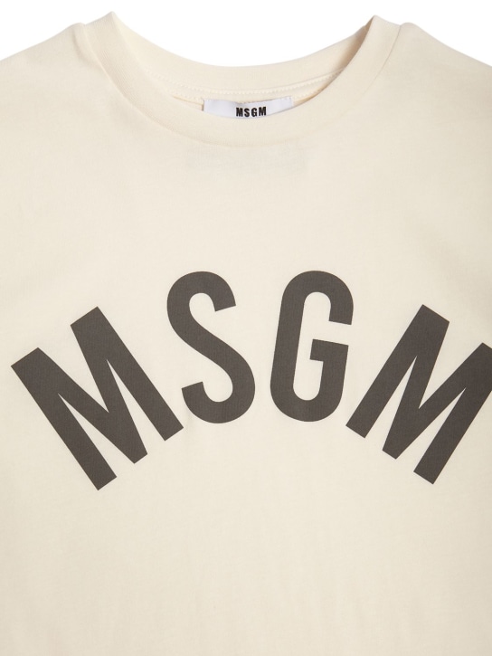 MSGM: T-shirt in jersey di cotone con logo - Bianco - kids-boys_1 | Luisa Via Roma