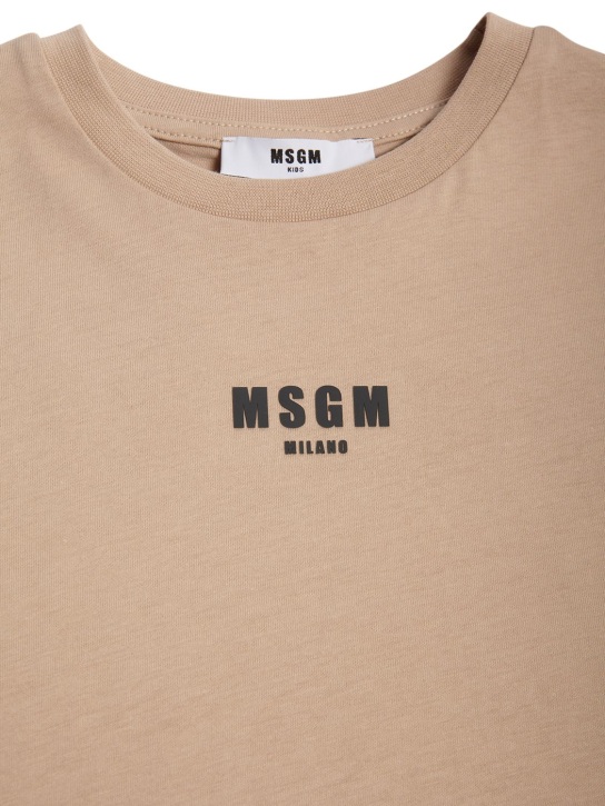 MSGM: 无袖棉质平纹针织T恤 - 米黄色 - kids-boys_1 | Luisa Via Roma