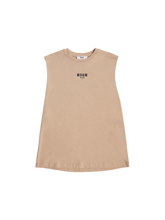 MSGM: Sleeveless cotton jersey t-shirt - Bej - kids-boys_0 | Luisa Via Roma