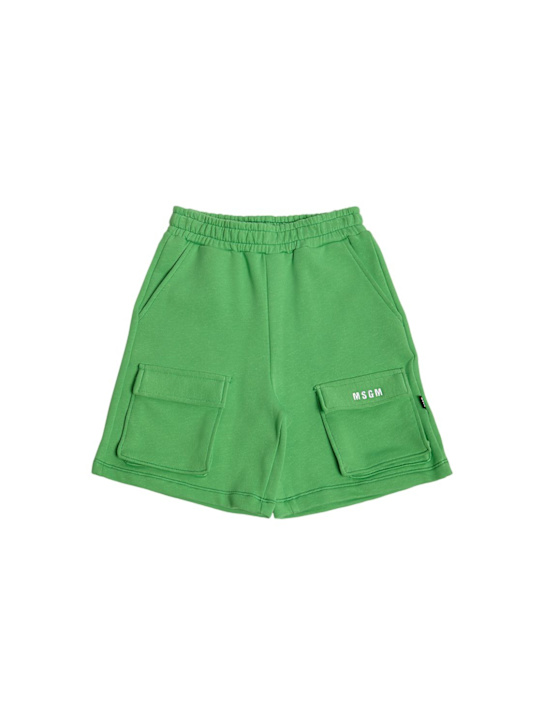 MSGM: Cotton sweat shorts w/pockets - kids-boys_0 | Luisa Via Roma