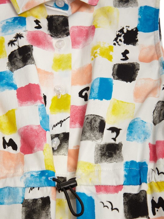 MSGM: Robe chemise en satin de coton imprimé - Multicolore - kids-girls_1 | Luisa Via Roma