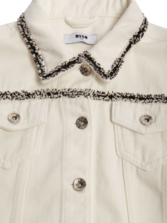 MSGM: Embellished denim jacket - Beyaz - kids-girls_1 | Luisa Via Roma