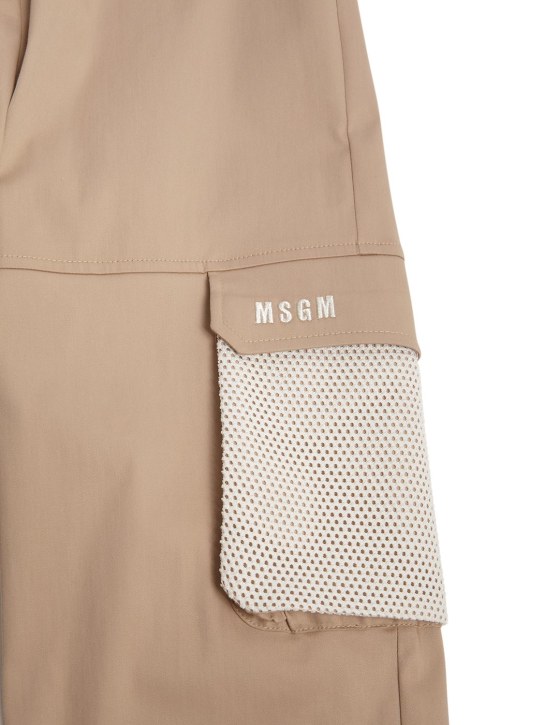 MSGM: Pantalon en satin de coton - Beige - kids-girls_1 | Luisa Via Roma