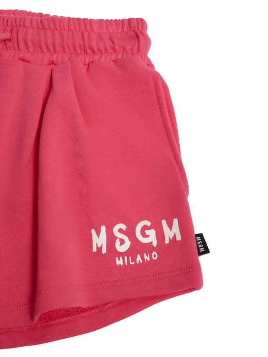 MSGM: Short en coton - Fuchsia - kids-girls_1 | Luisa Via Roma
