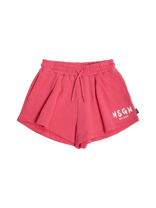 MSGM: Cotton sweat shorts - Fuşya - kids-girls_0 | Luisa Via Roma