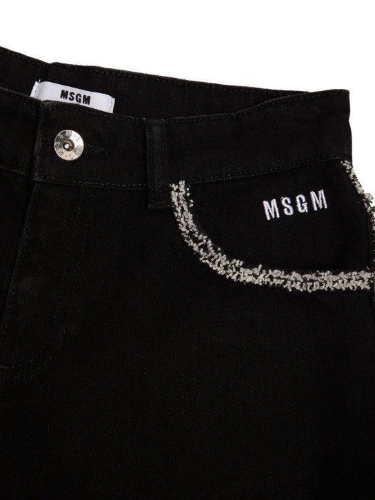 MSGM: Shorts in denim con decorazioni - Nero - kids-girls_1 | Luisa Via Roma