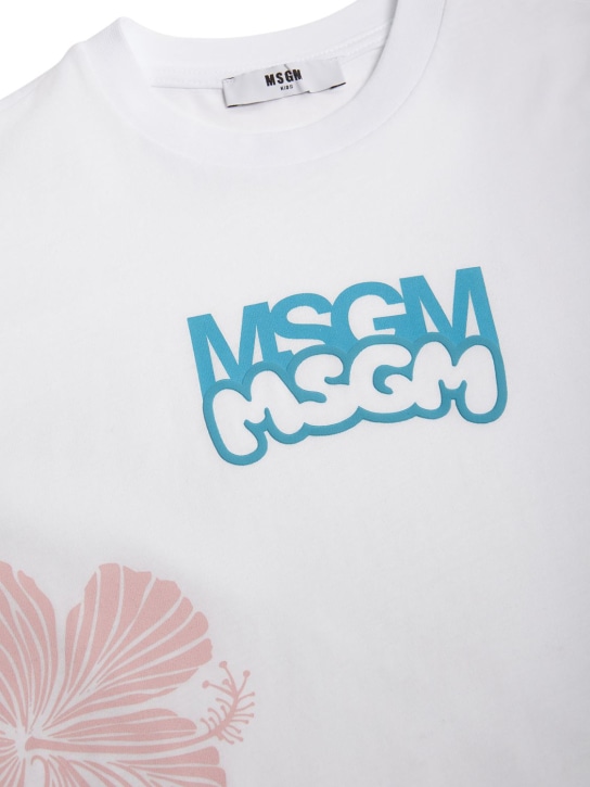 MSGM: Printed cotton jersey t-shirt - Beyaz - kids-girls_1 | Luisa Via Roma