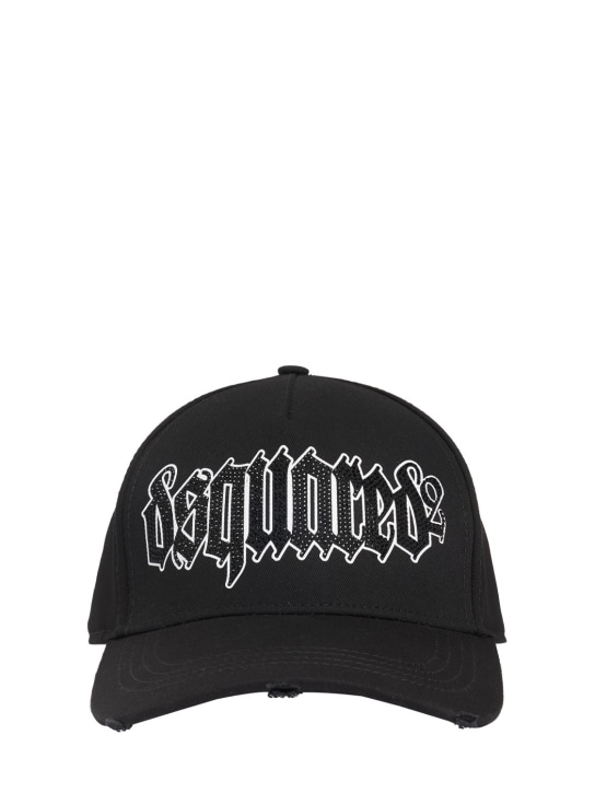 Dsquared2: Gothic logo棉质棒球帽 - 黑色 - women_0 | Luisa Via Roma
