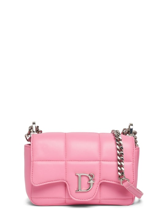 Dsquared2: D2 Statement soft leather crossbody bag - Pink/Palladium - women_0 | Luisa Via Roma