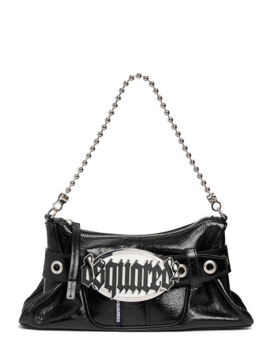 Dsquared2: Gothic logo belted leather bag - Siyah - women_0 | Luisa Via Roma