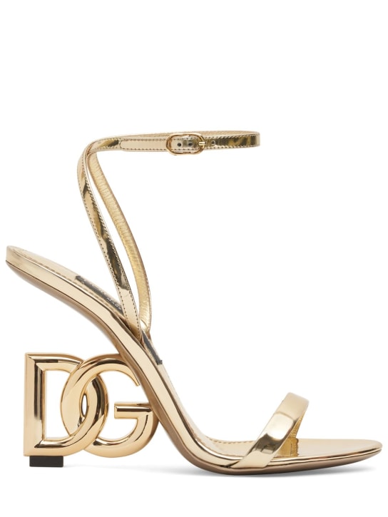Dolce&Gabbana: 105mm Keira metallic leather sandals - Gold - women_0 | Luisa Via Roma