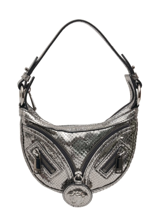 Versace: Mini Hobo leather shoulder bag - Anthracite - women_0 | Luisa Via Roma