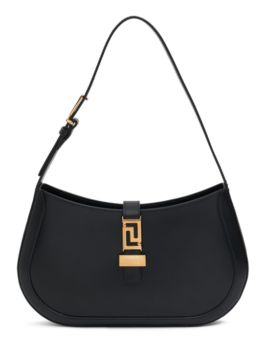 Versace: Large leather hobo bag - Black - women_0 | Luisa Via Roma