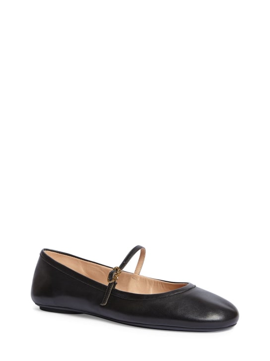 Gianvito Rossi: 5mm Carla leather ballerina flats - Black - women_2 | Luisa Via Roma