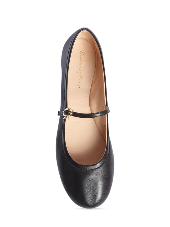Gianvito Rossi: 5mm Carla leather ballerina flats - Black - women_4 | Luisa Via Roma