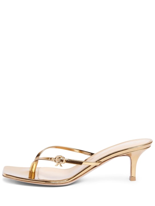 Gianvito Rossi: 55mm Ribbon leather thong sandals - Gold - women_0 | Luisa Via Roma