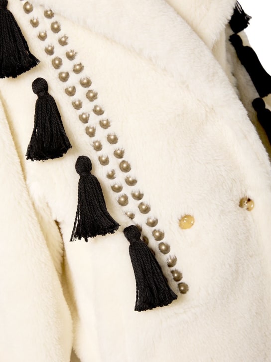 Max Mara: Cappotto Demetra in misto lana / nappina - Multi Ivory - women_3 | Luisa Via Roma