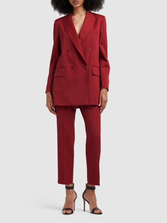 Max Mara: Pevera wool & mohair long jacket - Red - women_1 | Luisa Via Roma