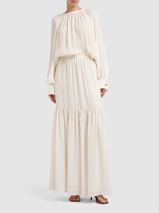 Max Mara: Jupe longue évasée en laine taille haute Cafila - Blanc - women_1 | Luisa Via Roma