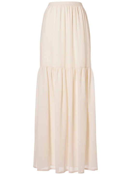 Max Mara: Cafila wool flared high waist long skirt - White - women_0 | Luisa Via Roma