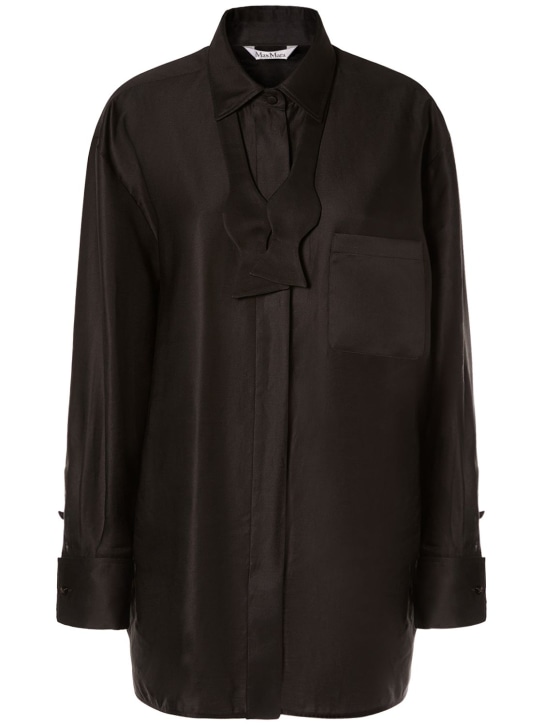 Max Mara: Camisa de algodón con pajarita - Negro - women_0 | Luisa Via Roma