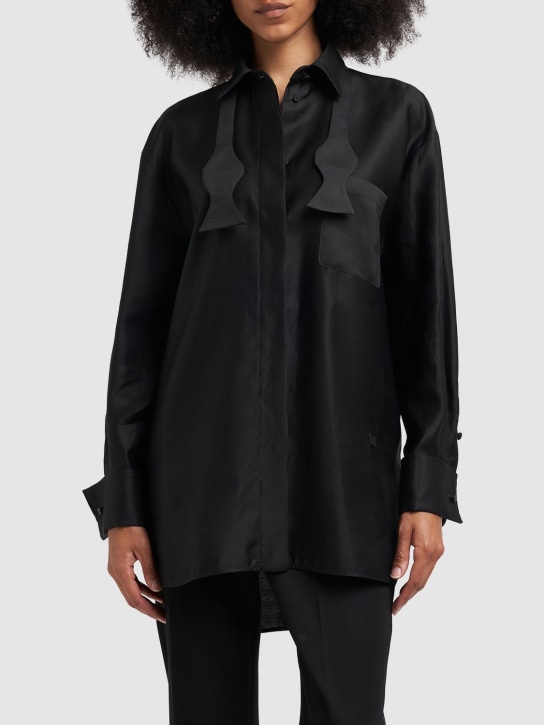 Max Mara: Marea オーバーサイズコットンシャツ - ブラック - women_1 | Luisa Via Roma