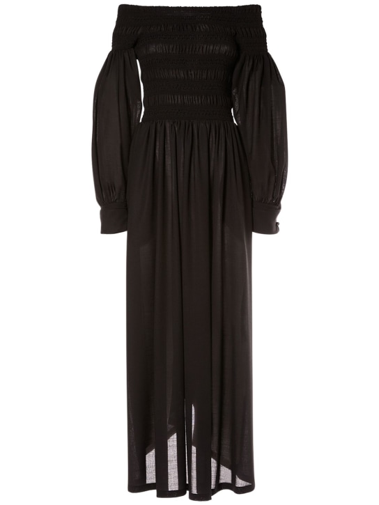 Max Mara: Vestido de lana con hombros descubiertos - Negro - women_0 | Luisa Via Roma