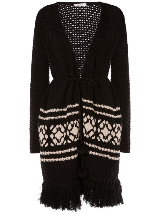 Max Mara: Cardigan Orione in maglia di lana e cashmere - Multi Nero - women_0 | Luisa Via Roma