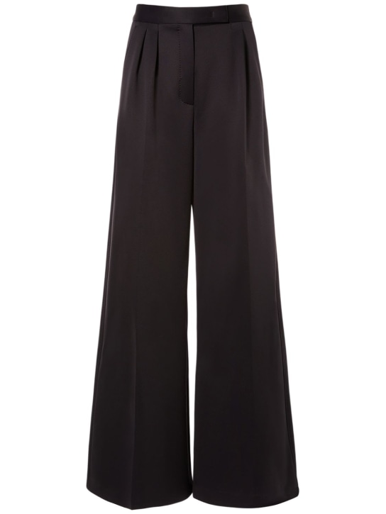 Max Mara: Pantalones anchos de jersey - Negro - women_0 | Luisa Via Roma