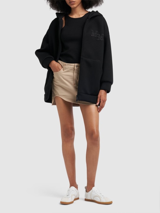 Max Mara: Obbia wool oversize hooded sweatshirt - Siyah - women_1 | Luisa Via Roma