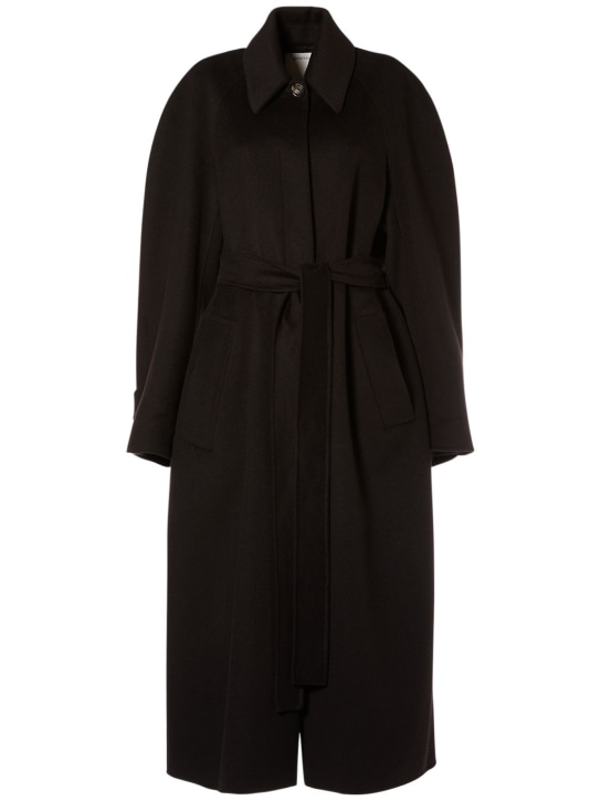 Sportmax: Azzorre wool & cashmere long coat - Black - women_0 | Luisa Via Roma