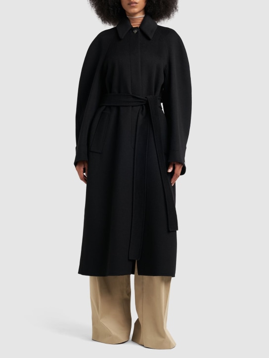 Sportmax: Azzorre wool & cashmere long coat - Black - women_1 | Luisa Via Roma