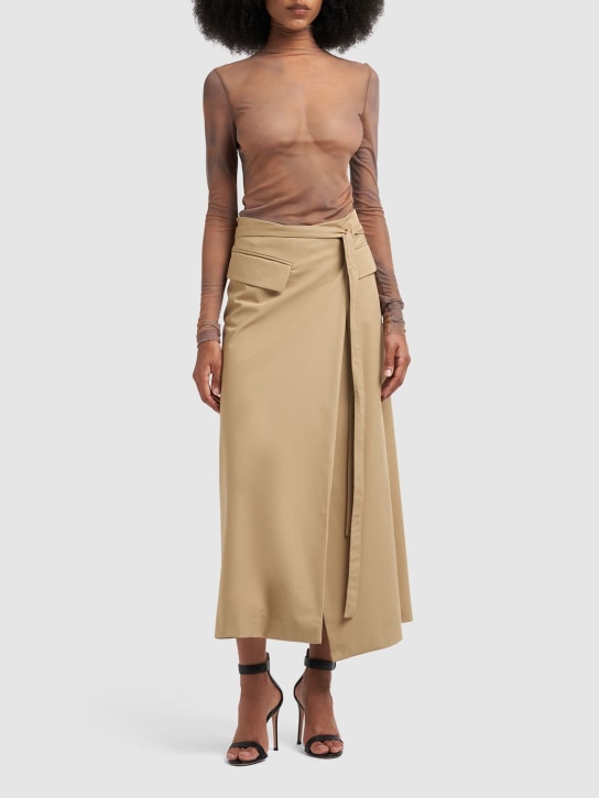 Sportmax: Deserto cotton gabardine maxi wrap skirt - Camel - women_1 | Luisa Via Roma