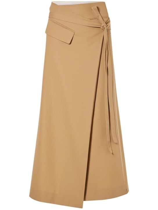 Sportmax: Deserto cotton gabardine maxi wrap skirt - Camel - women_0 | Luisa Via Roma