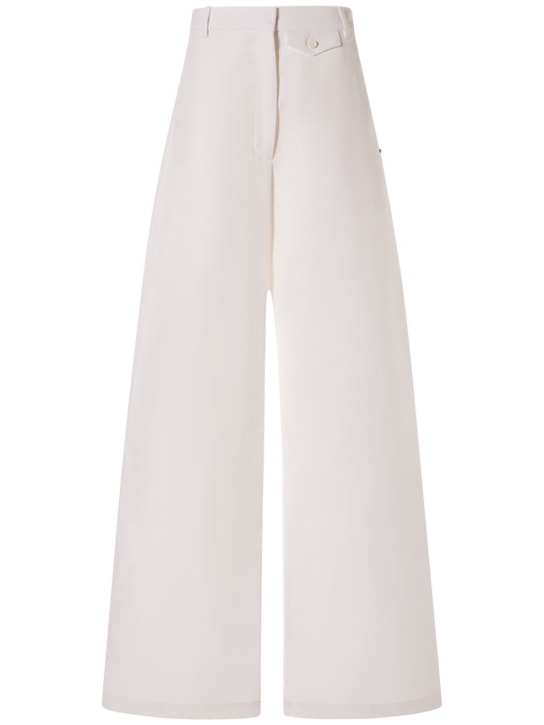 Sportmax: Pantalon ample en toile de coton taille basse Febo - Blanc - women_0 | Luisa Via Roma