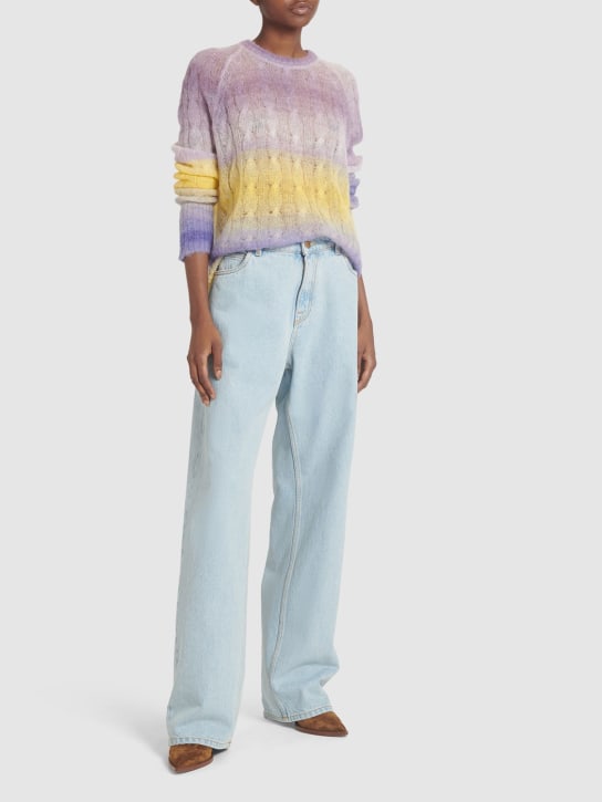 Etro: Faded mohair blend crewneck sweater - Multicolor - women_1 | Luisa Via Roma
