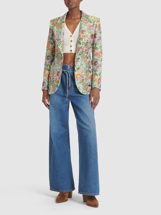 Etro: Single breasted jacquard fitted jacket - Multicolor - women_1 | Luisa Via Roma