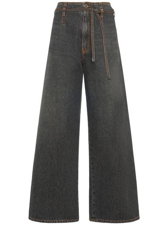 Etro: Jeans anchos de denim con correas - Gris - women_0 | Luisa Via Roma