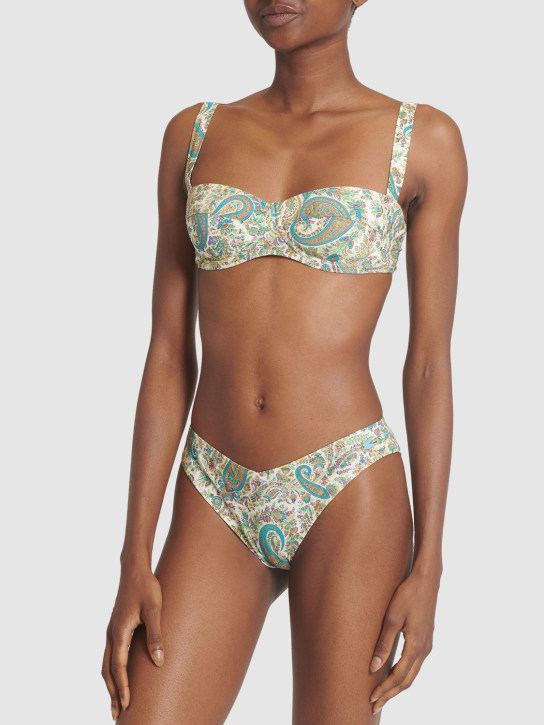 Etro: Printed Lycra balconette bikini set - Multi/Beige - women_1 | Luisa Via Roma