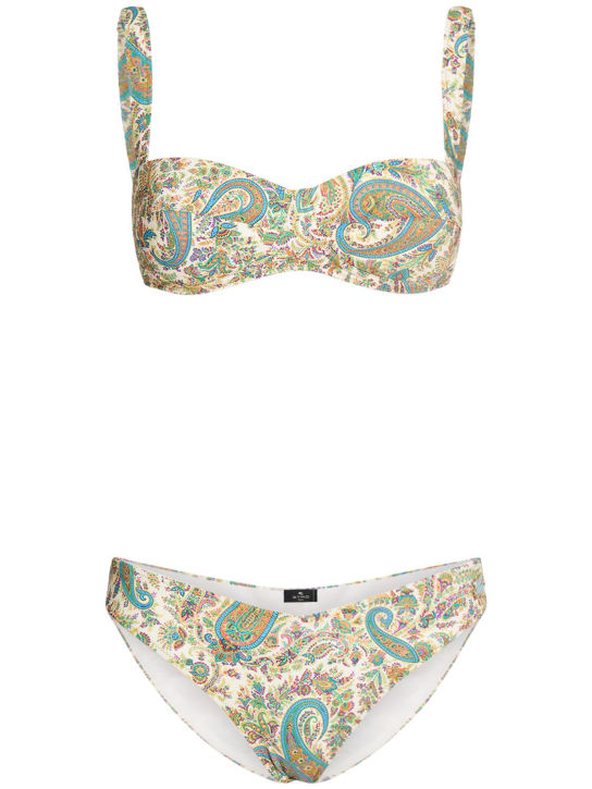 Etro: Printed Lycra balconette bikini set - women_0 | Luisa Via Roma