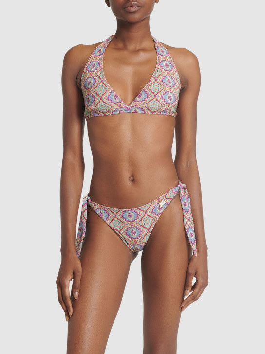 Etro: Bikini triangle en lycra imprimé - Multi Lilac - women_1 | Luisa Via Roma