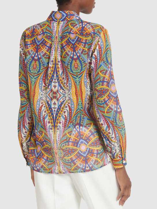 Etro: Camisa de algodón con estampado - Multicolor - women_1 | Luisa Via Roma