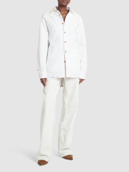 Etro: Oversized cotton shirt jacket - White - women_1 | Luisa Via Roma