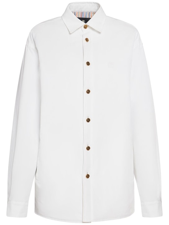 Etro: Oversized cotton shirt jacket - White - women_0 | Luisa Via Roma